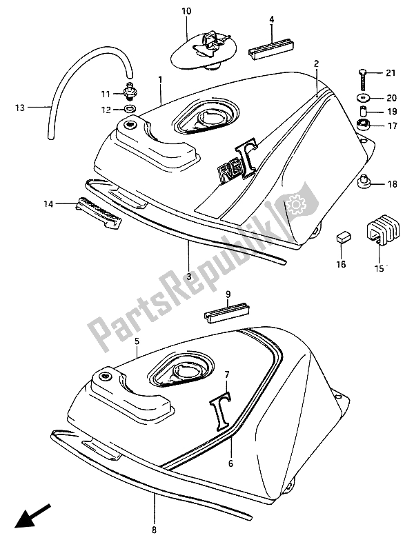 Todas as partes de Tanque De Combustível do Suzuki RG 250F Gamma 1986