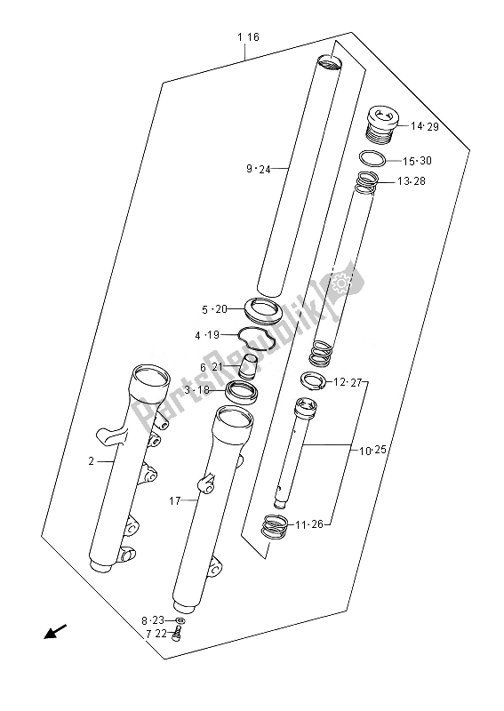 Tutte le parti per il Ammortizzatore Forcella Anteriore (uh125 E02) del Suzuki UH 125A Burgman 2014