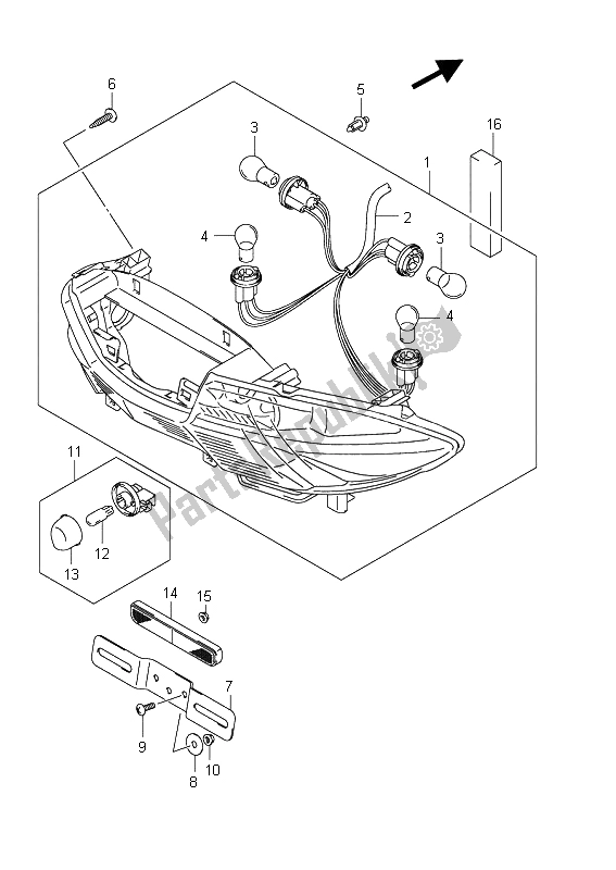 Todas las partes para Luz De Combinación Trasera de Suzuki Burgman AN 400 AZA 2011