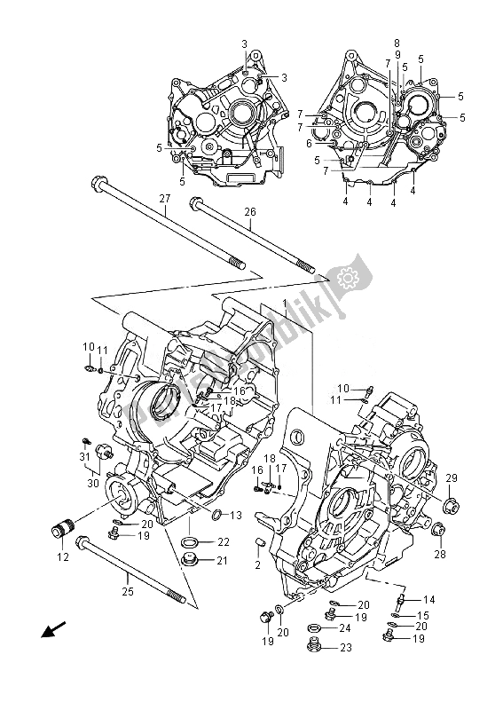 Alle onderdelen voor de Carter van de Suzuki DL 1000A V Strom 2014