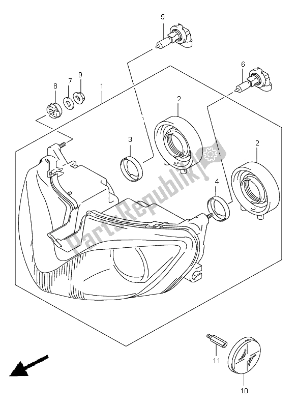 All parts for the Headlamp (gsf1200s E24) of the Suzuki GSF 1200 NS Bandit 2001