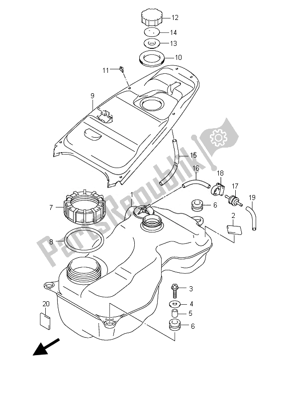 All parts for the Fuel Tank of the Suzuki UX 150 Sixteen 2010