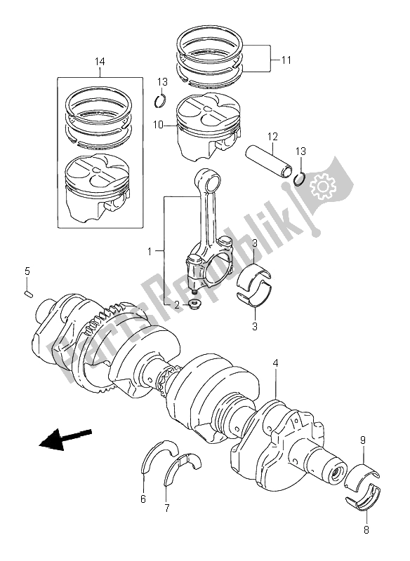 Todas las partes para Cigüeñal de Suzuki GSX 750F 1995