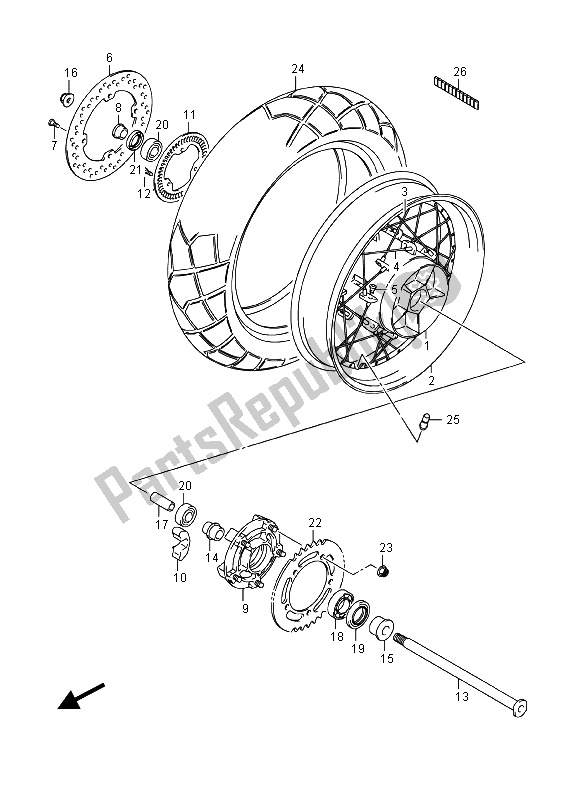 All parts for the Rear Wheel of the Suzuki DL 650 XA V Strom 2015