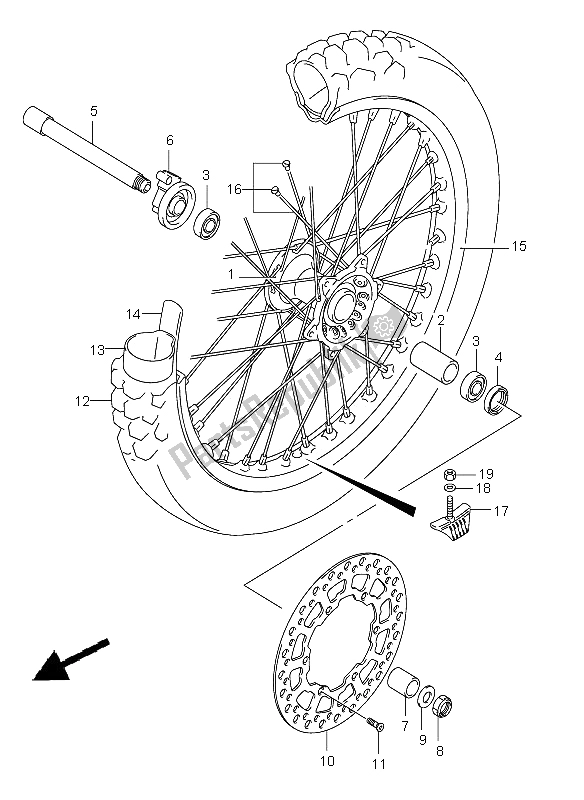 Tutte le parti per il Ruota Anteriore del Suzuki DR Z 400E 2005