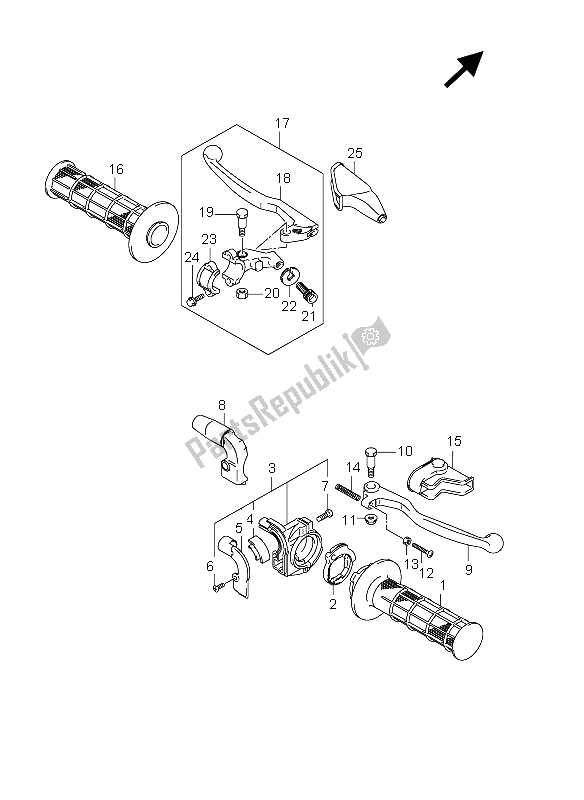 All parts for the Handle Lever (lw-e28) of the Suzuki DR Z 125 SW LW 2012