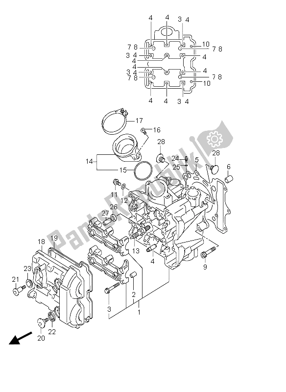 All parts for the Front Cylinder Head of the Suzuki DL 650 V Strom 2006