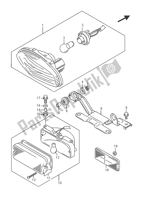 All parts for the Rear Combination Lamp of the Suzuki LT A 750 XZ Kingquad AXI 4X4 2016