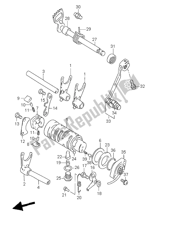 All parts for the Gear Shifting of the Suzuki GN 125E 1996