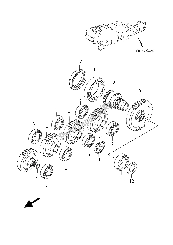 All parts for the Final Gear of the Suzuki AN 650A Burgman Executive 2006