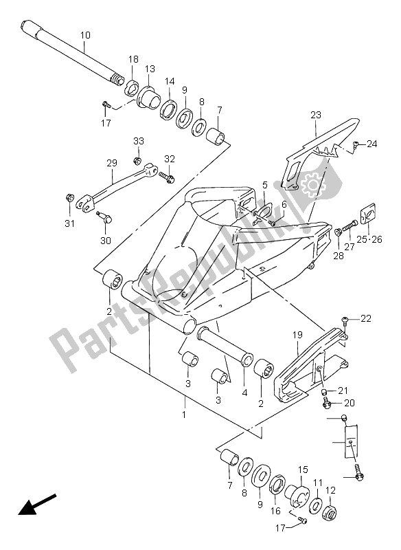 Todas las partes para Brazo Oscilante Trasero de Suzuki GSX R 750 1997