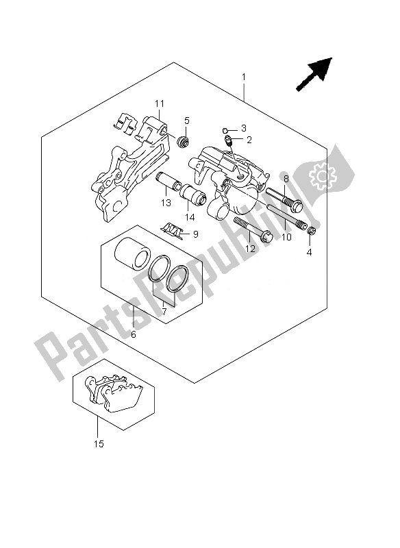 All parts for the Rear Caliper (sfv650a-ua) of the Suzuki SFV 650A Gladius 2010