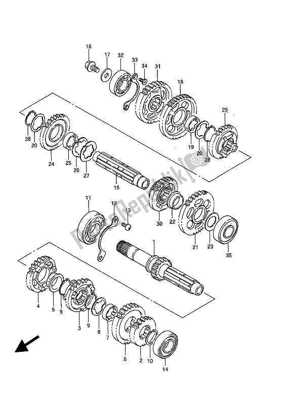 All parts for the Transmission of the Suzuki VS 750 Glfp Intruder 1986