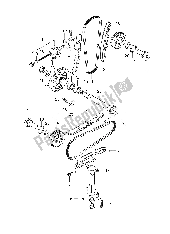 All parts for the Cam Chain of the Suzuki DL 1000 V Strom 2007