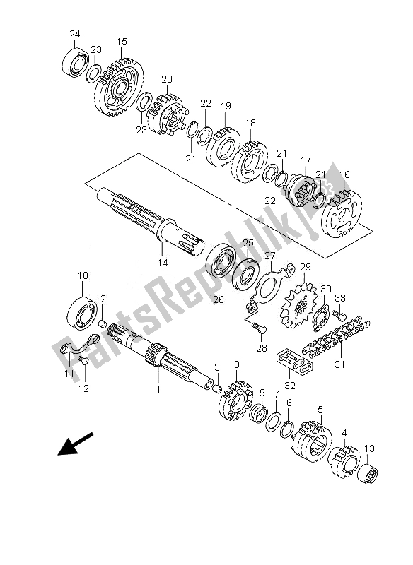 All parts for the Transmission of the Suzuki DR 125 SM 2010