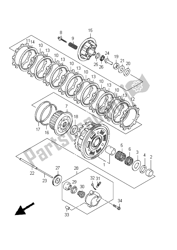 All parts for the Clutch of the Suzuki GSX 650 FA 2012