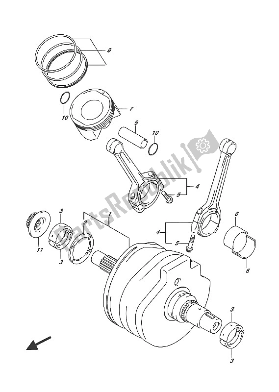 All parts for the Crankshaft of the Suzuki VL 1500T Intruder 2016