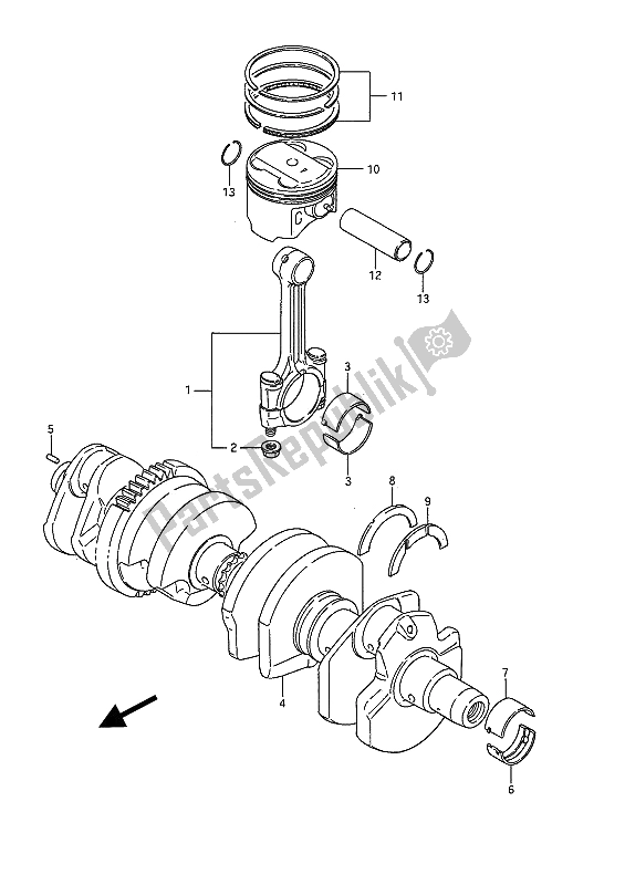 Todas las partes para Cigüeñal de Suzuki GSX 1100F 1994