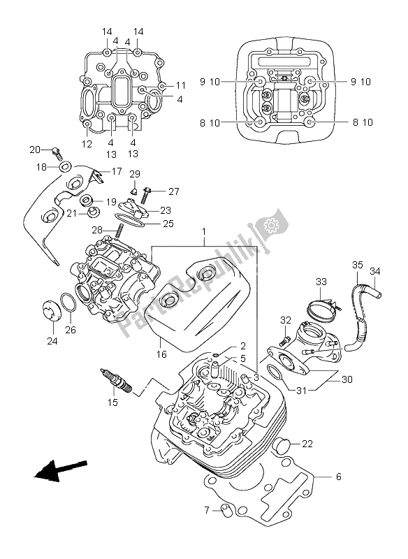 Todas las partes para Culata (delantera) de Suzuki VL 125 Intruder 2001