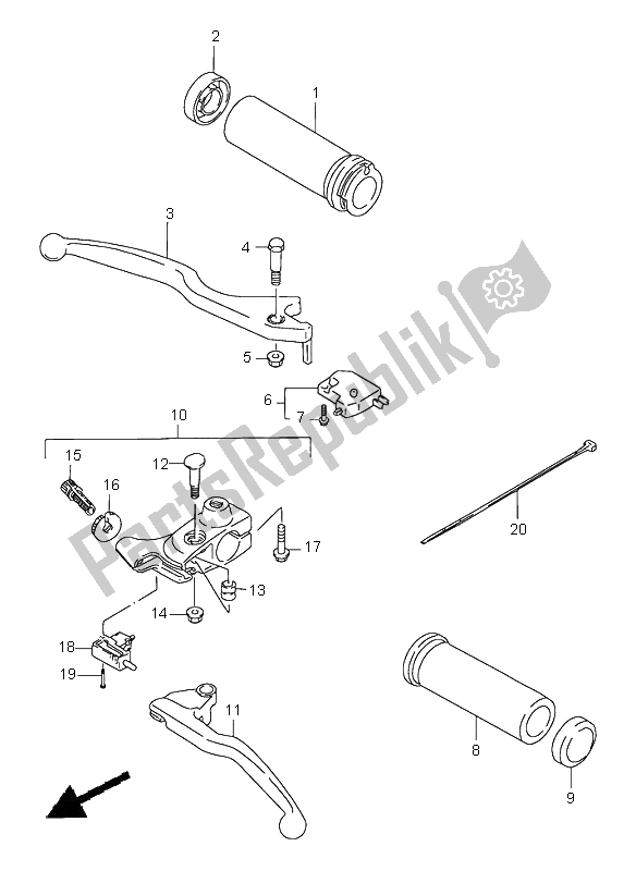 Tutte le parti per il Leva Della Maniglia del Suzuki LS 650 Savage 2001