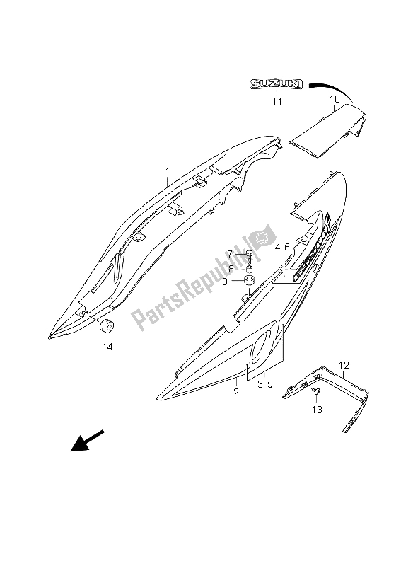 All parts for the Frame Cover (gs500f-fu) of the Suzuki GS 500 EF 2004