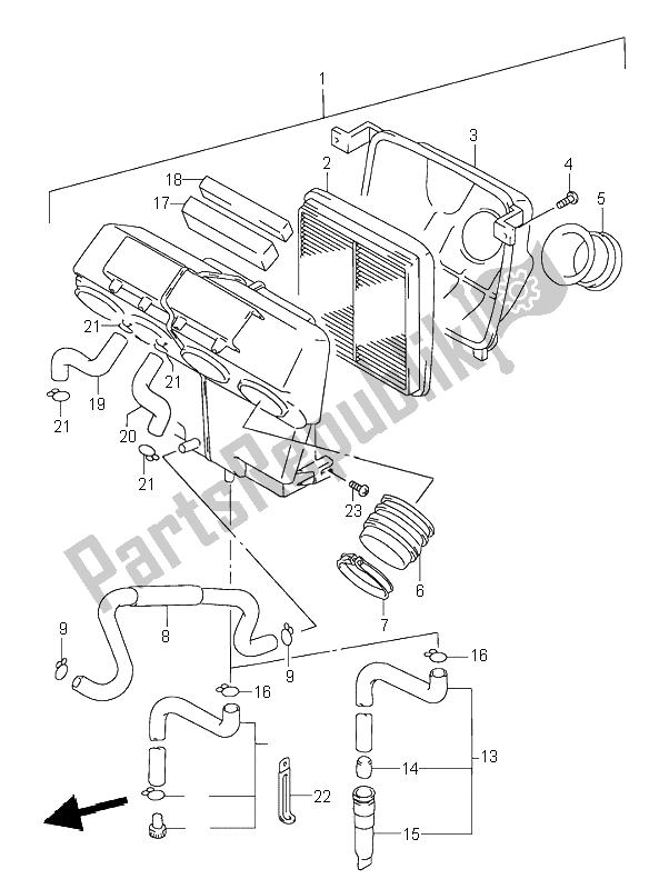 All parts for the Air Cleaner of the Suzuki RF 600R 1997