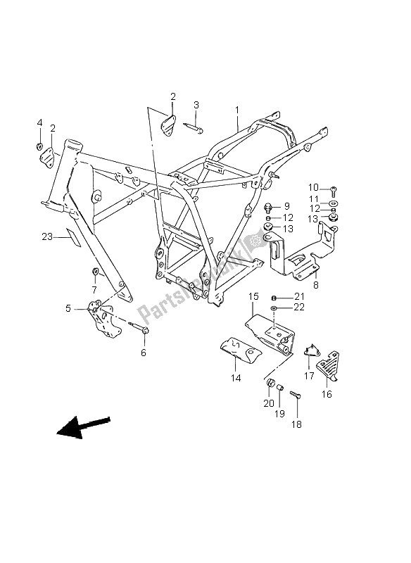 All parts for the Frame of the Suzuki GN 125E 1996