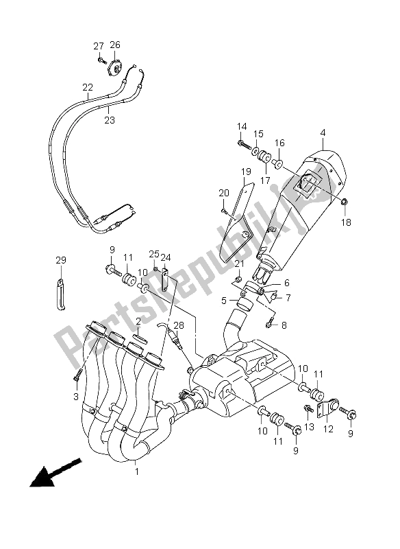 Todas las partes para Silenciador de Suzuki GSX R 600 2009