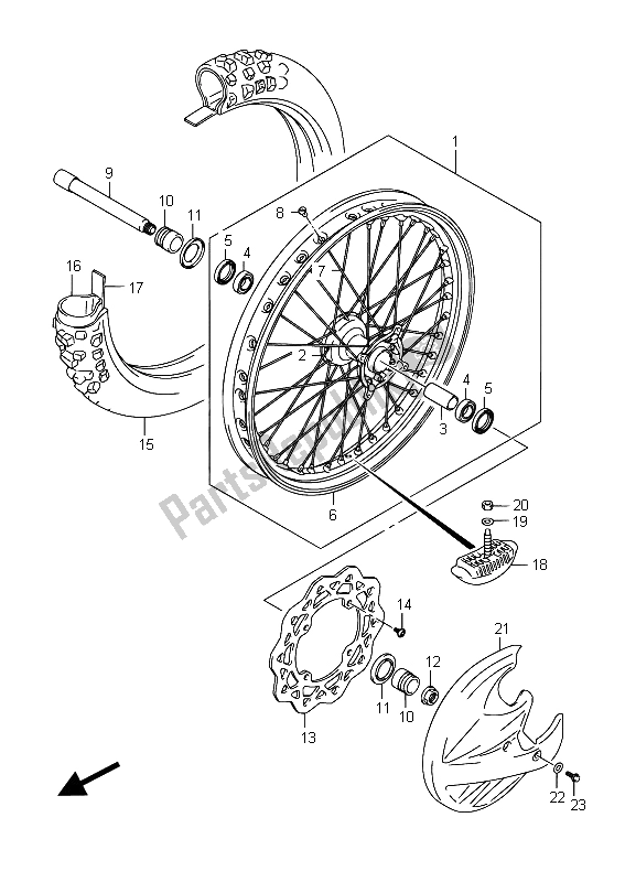 All parts for the Front Wheel of the Suzuki RM Z 450 2015