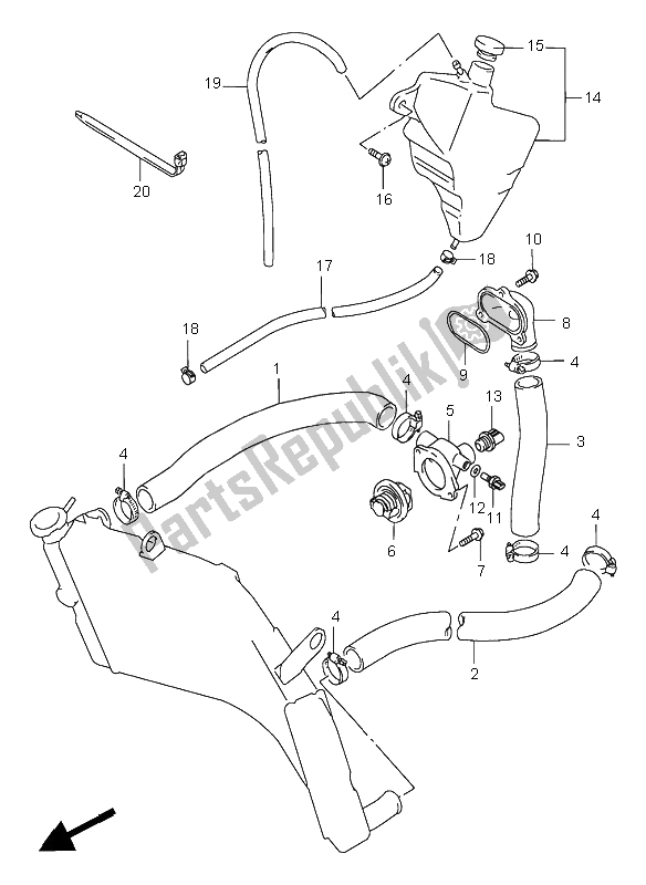 Alle onderdelen voor de Radiator Slang van de Suzuki GSX R 750 1998