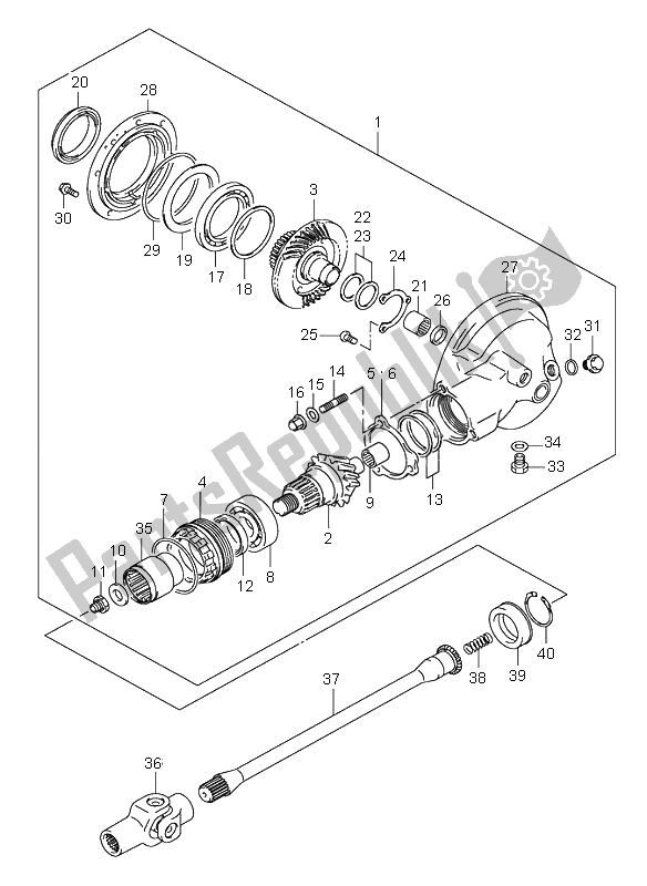 All parts for the Propeller Shaft & Final Drive Gear of the Suzuki VL 800Z Volusia 2005