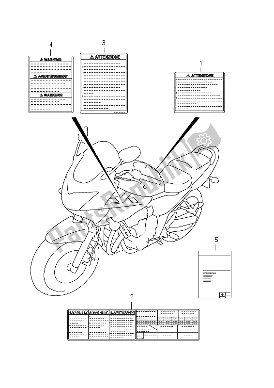 Toutes les pièces pour le étiquette (gsf1250sa E21) du Suzuki GSF 1250 SA Bandit 2012