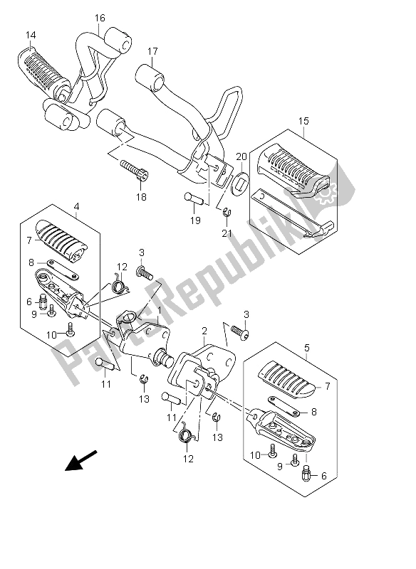 All parts for the Footrest of the Suzuki DL 650 V Strom 2005