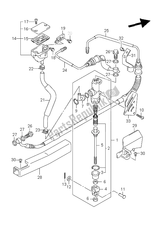 All parts for the Rear Master Cylinder (dl650a E24) of the Suzuki DL 650A V Strom 2011