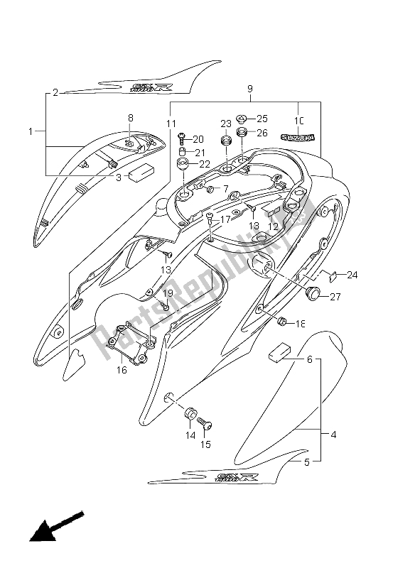 All parts for the Frame Cover (gsx1300r E14) of the Suzuki GSX 1300R Hayabusa 2011