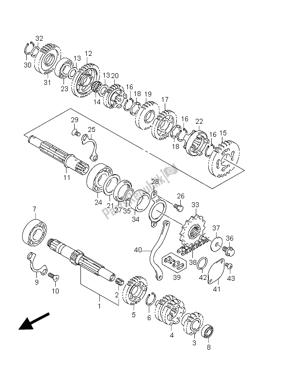 All parts for the Transmission (sw-e33) of the Suzuki DR Z 125 SW LW 2012