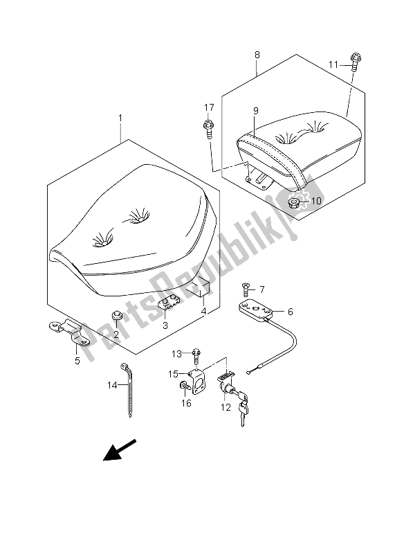 All parts for the Seat of the Suzuki GZ 125 Marauder 2004