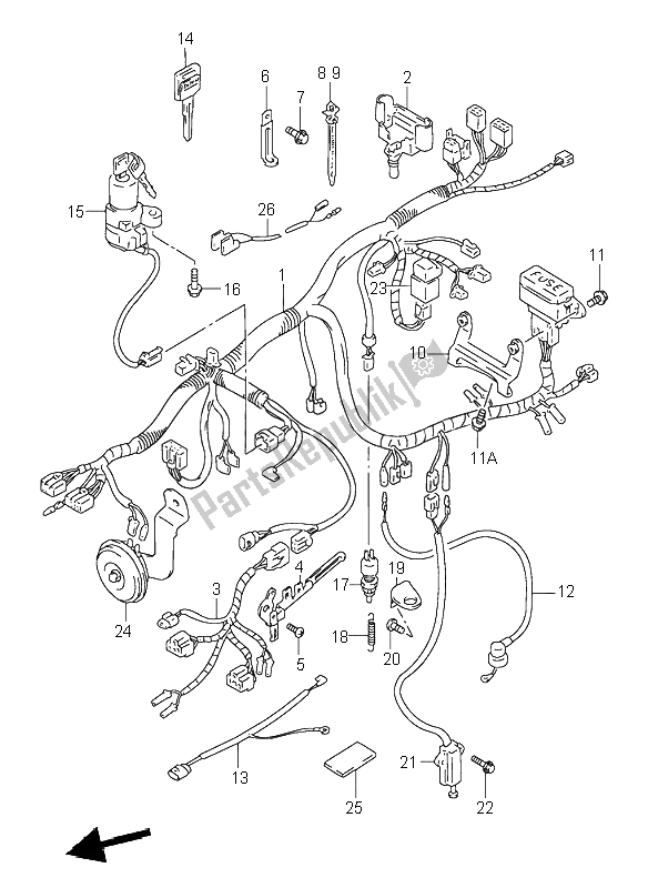 All parts for the Wiring Harness of the Suzuki GSX R 1100W 1997