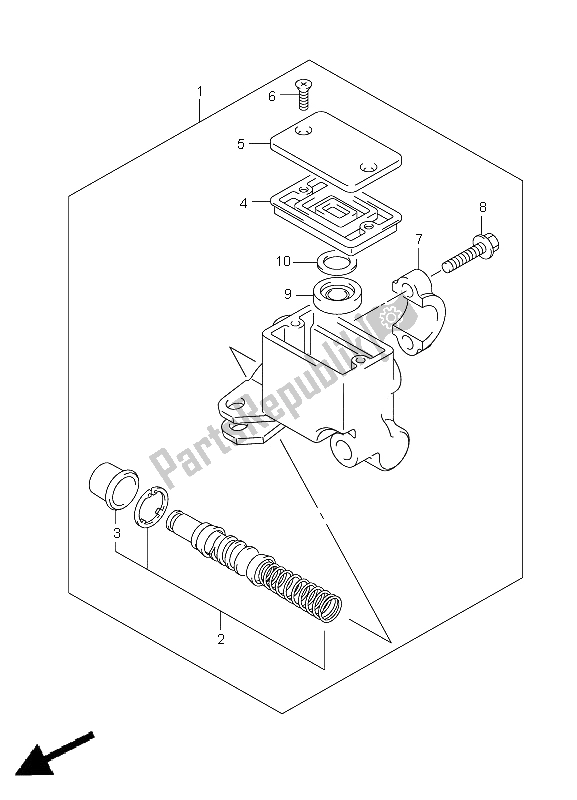 All parts for the Front Master Cylinder of the Suzuki LT A 500 XPZ Kingquad AXI 4X4 2009