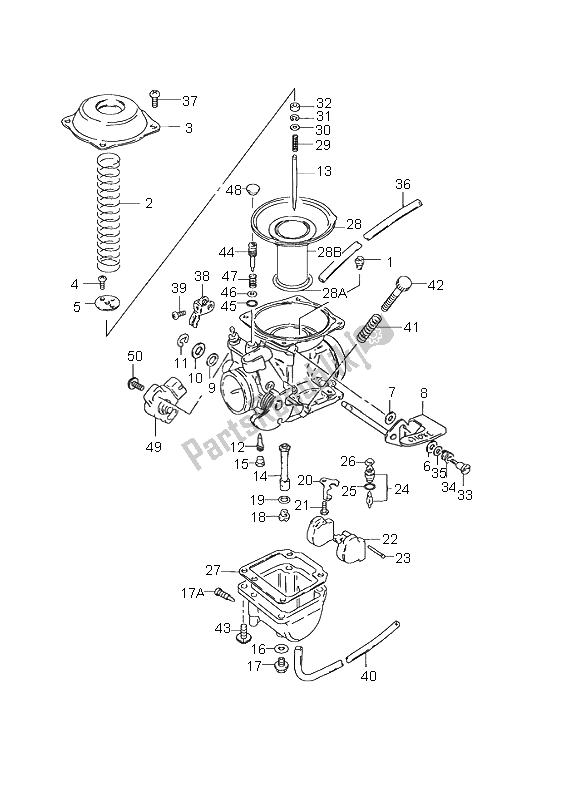 All parts for the Carburetor of the Suzuki GN 125E 1998