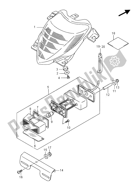 All parts for the Rear Combination Lamp (vzr1800zuf E19) of the Suzuki VZR 1800 M Intruder 2014