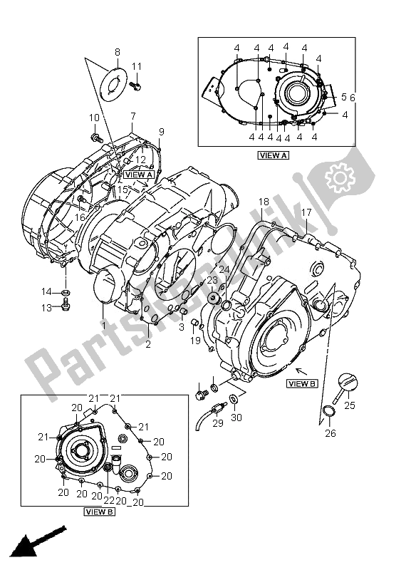 Tutte le parti per il Coperchio Del Carter del Suzuki LT A 400 Kingquad 4X2 2010