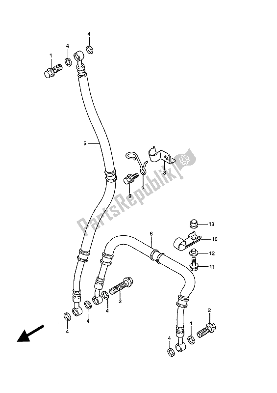 All parts for the Front Brake Hose of the Suzuki GSX R 750W 1994