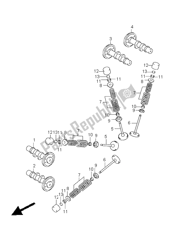 Todas las partes para árbol De Levas Y Válvula de Suzuki DL 650A V Strom 2009