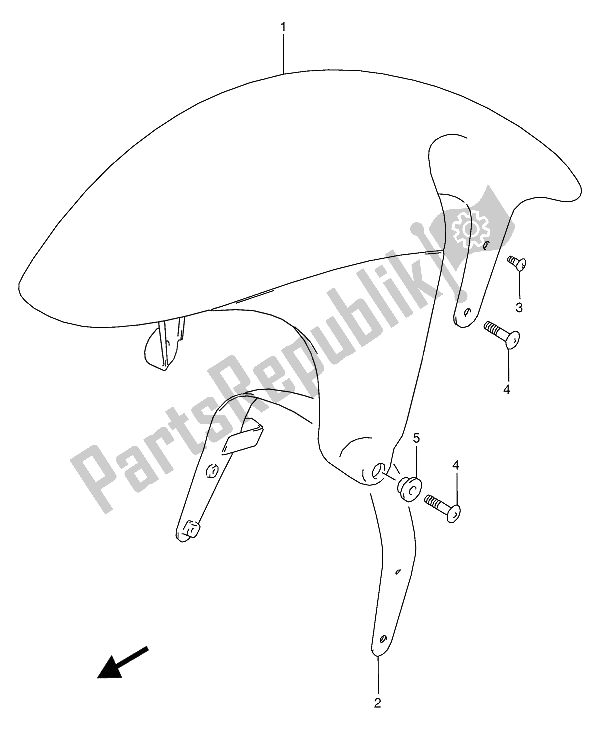 All parts for the Front Fender of the Suzuki RG 125 FU Gamma 1992