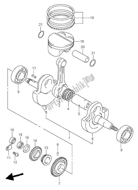 All parts for the Crankshaft of the Suzuki DR Z 400E 2003