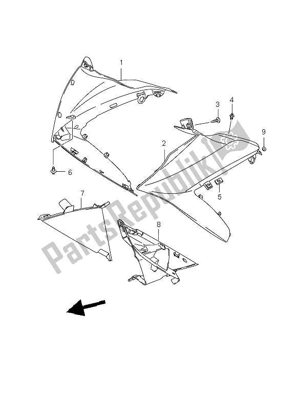 All parts for the Side Cowling of the Suzuki GSX R 1000 2007