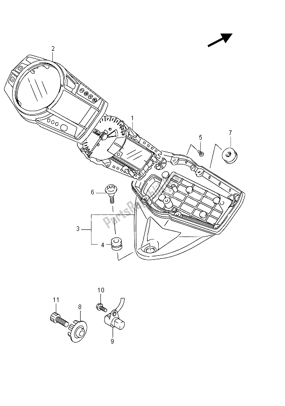 Alle onderdelen voor de Snelheidsmeter (gsx-r1000uf) van de Suzuki GSX R 1000 2015
