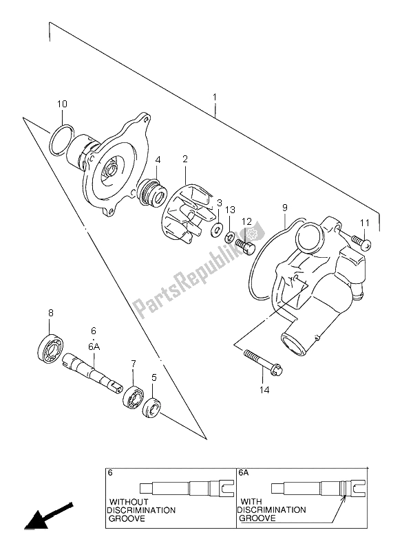 Alle onderdelen voor de Waterpomp van de Suzuki GSX R 750 1998