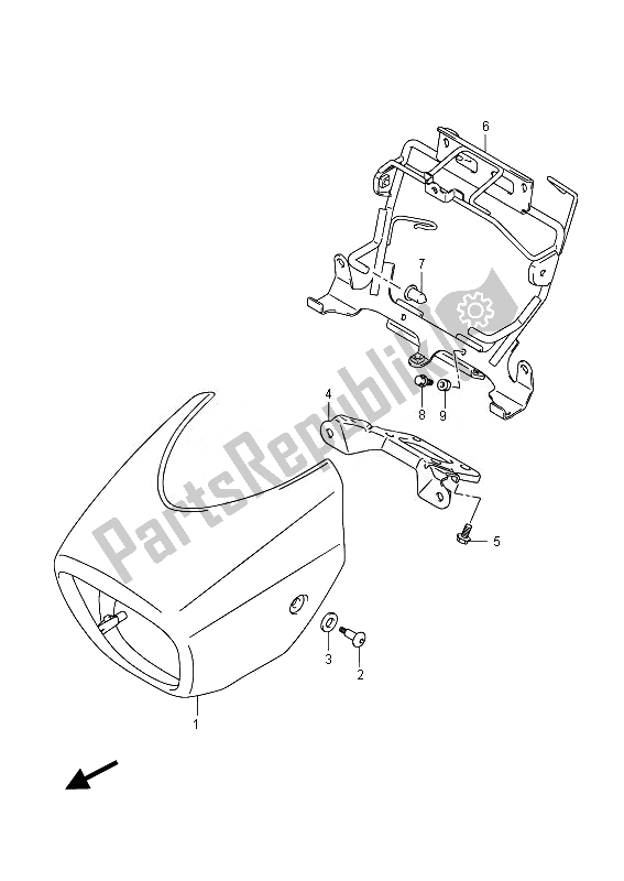 All parts for the Headlamp Cover of the Suzuki VZ 800 Intruder 2014